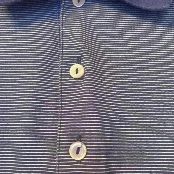 Peter Millar Drum Performance Jersey Polo  Spur Sz Large Exc Con Navy White - Picture 2 of 5